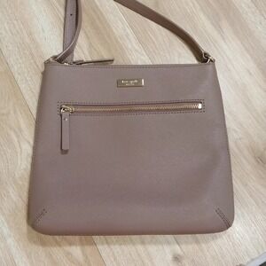 Kate Spade New York Mauve Taupe Laurel Way Rima Crossbody Bag Gold Hardware